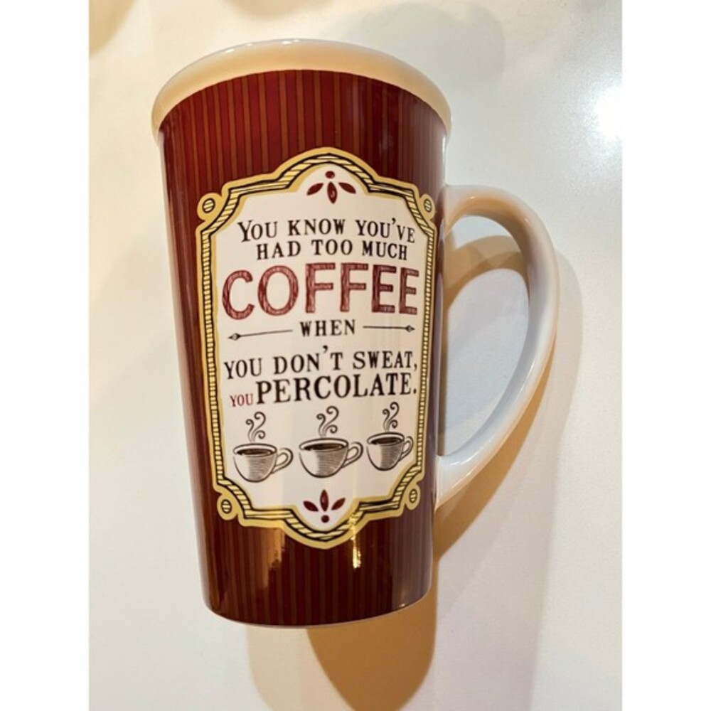Coffee Buzz Mega Mug Unisex 28oz Burgundy Like New Boston Warehouse 19749